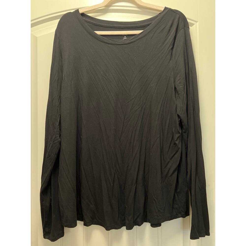 Gap Women’s Boat Neck Soft Lightweight Long Sleeve Luxe T Shirt Size XL Black‎
